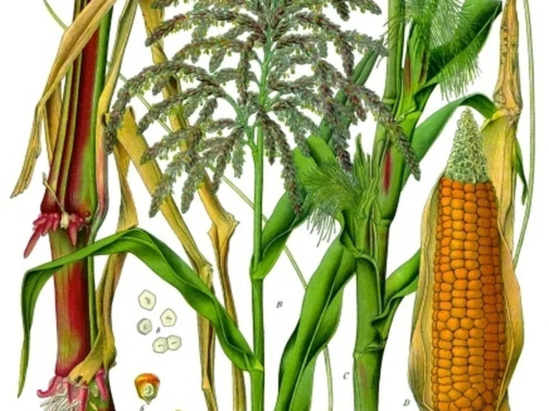 Sweetcorn (Zea mays) growing in a UK garden